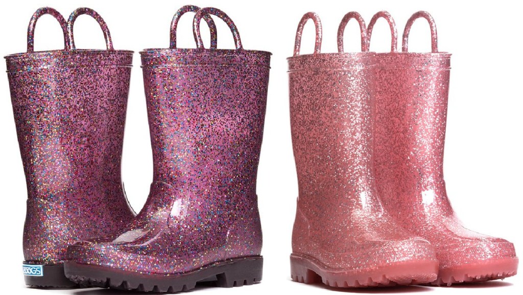 ZOOGS Kids Glitter Rain Boots for Girls and Toddlers